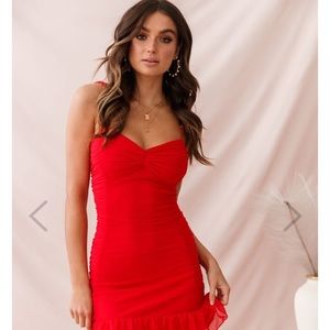 Bambi Ruched Mini Dress Red